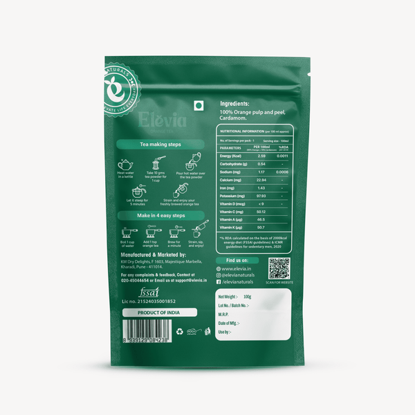 Orange CardaGlow (Cardamom) - Orange Tea Pouch – 100% Natural Citrus Herbal Tea