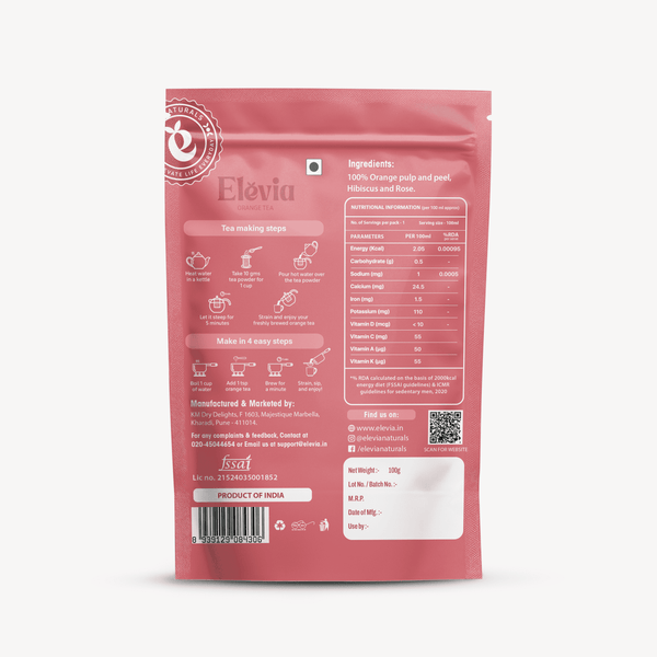 Orange Blossom (Hibiscus & Rose) - Orange Tea Pouch – 100% Natural Citrus Herbal Tea